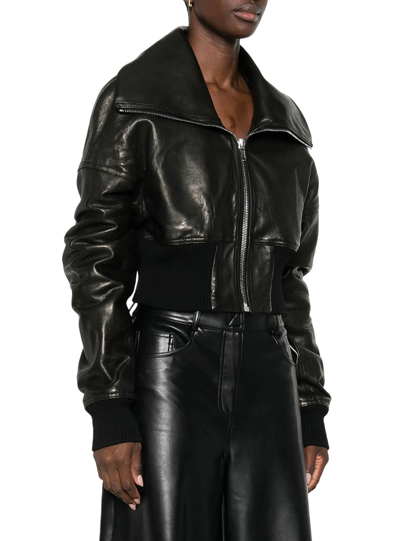 PADDED LEATHER BOMBER JACKET
