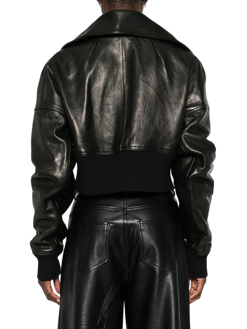 PADDED LEATHER BOMBER JACKET