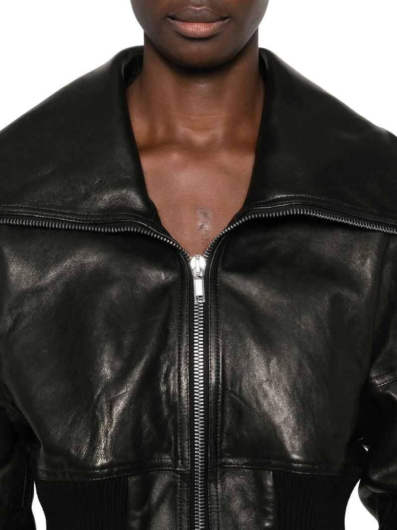 PADDED LEATHER BOMBER JACKET