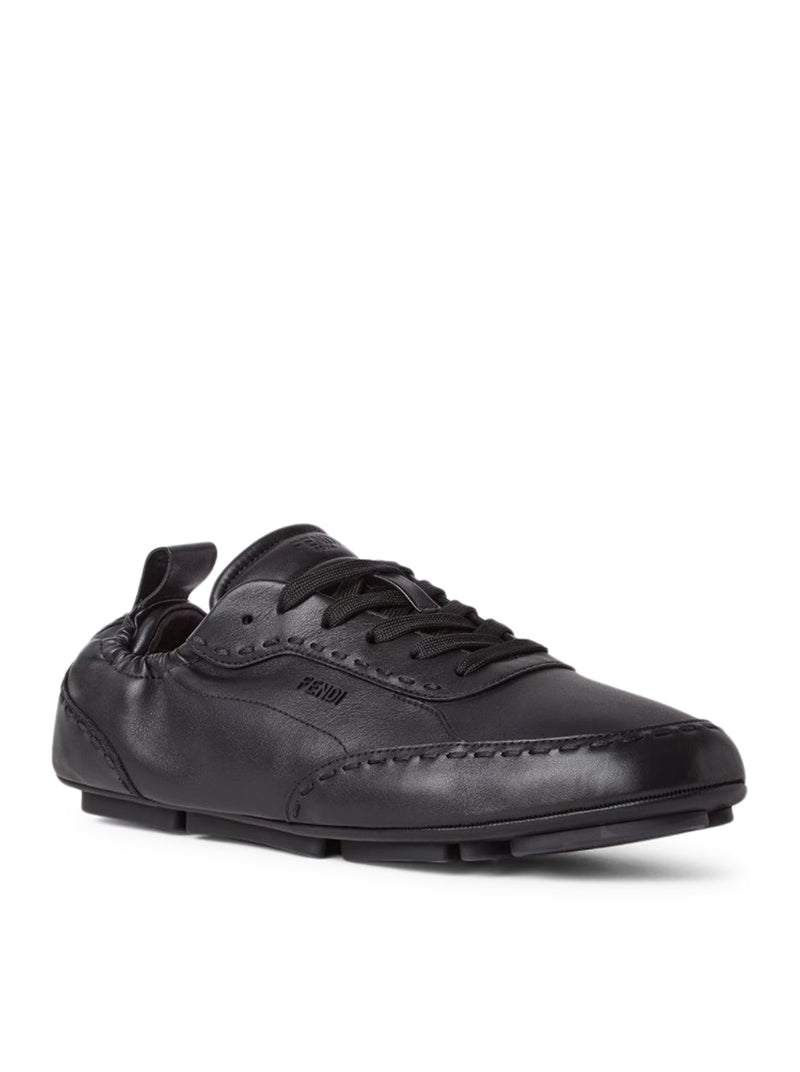 FENDI FIT LOW-TOP SNEAKERS IN BLACK LEATHER