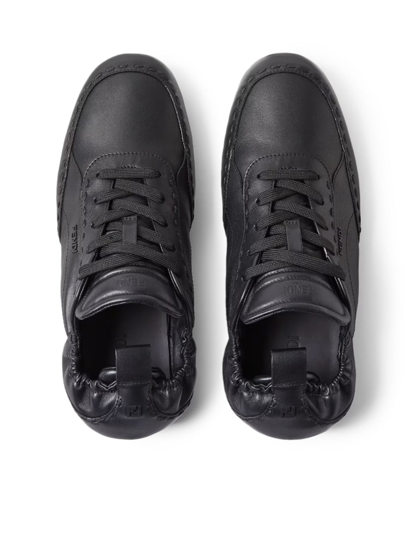 FENDI FIT LOW-TOP SNEAKERS IN BLACK LEATHER