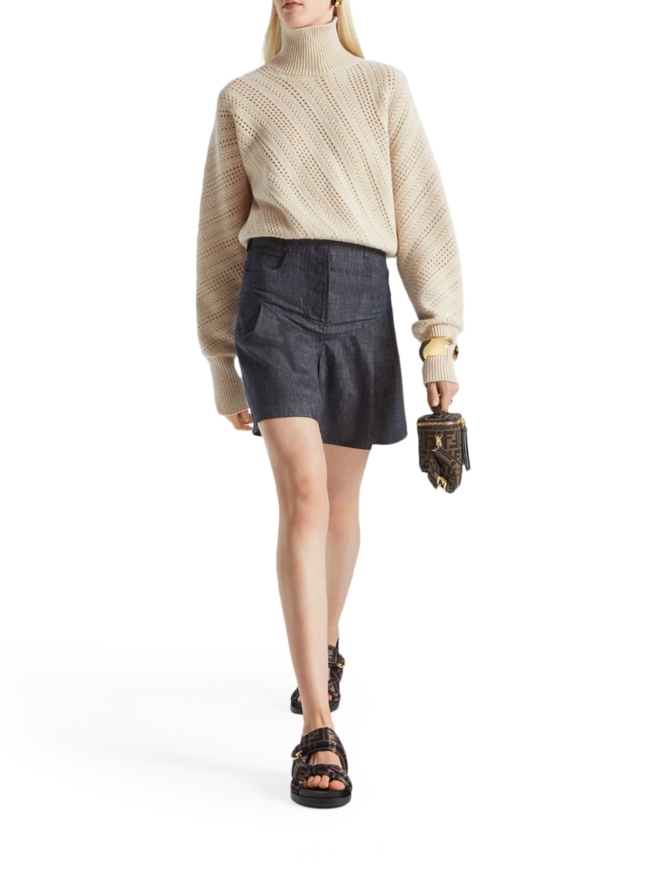 FENDI FEEL BROWN FF SATIN SANDAL