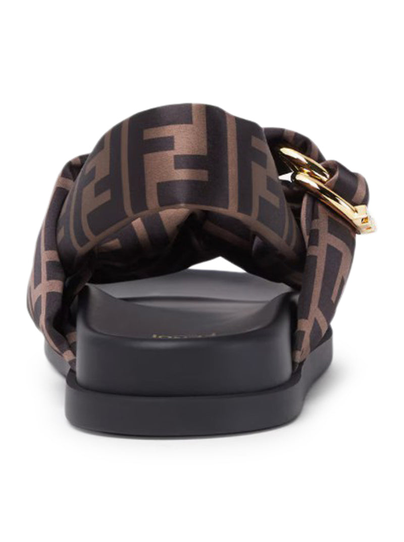 FENDI FEEL BROWN FF SATIN SANDAL