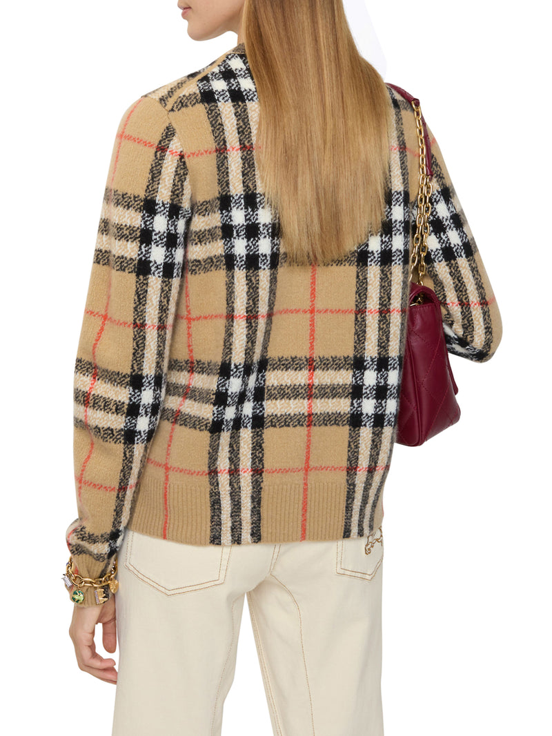 WOOL AND CASHMERE CHECK CARDIGAN