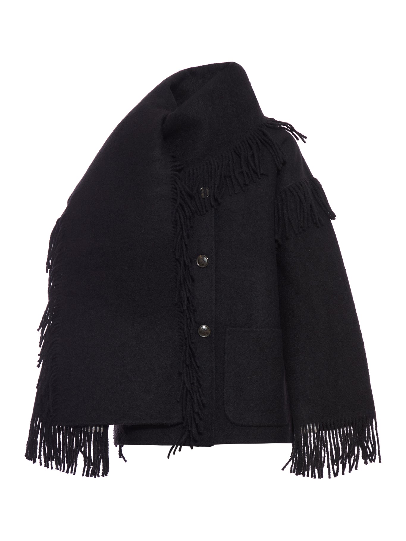 JACKET WITH FRINGED SCARF