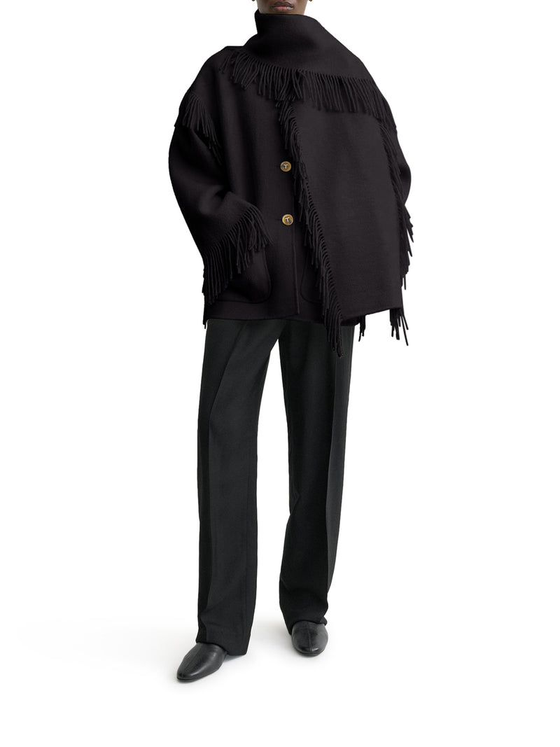 JACKET WITH FRINGED SCARF