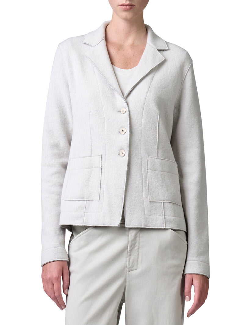 SHAPED WOOL JACKET WITH HERRINGBONE PATTERN INSIDE