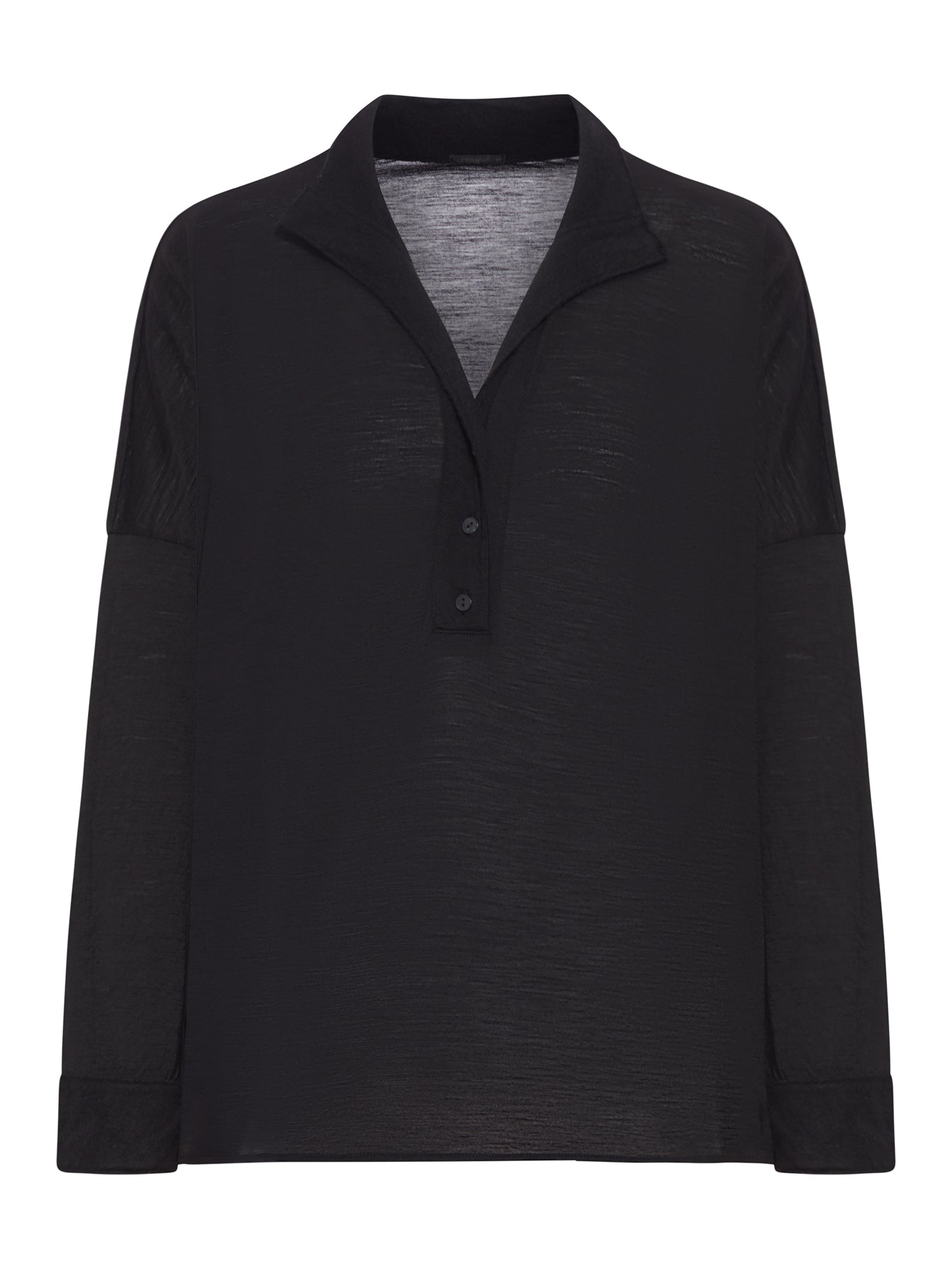 OVERSIZED POLO SHIRT IN WOOL JERSEY WITH BOILED WOOL INSERTS