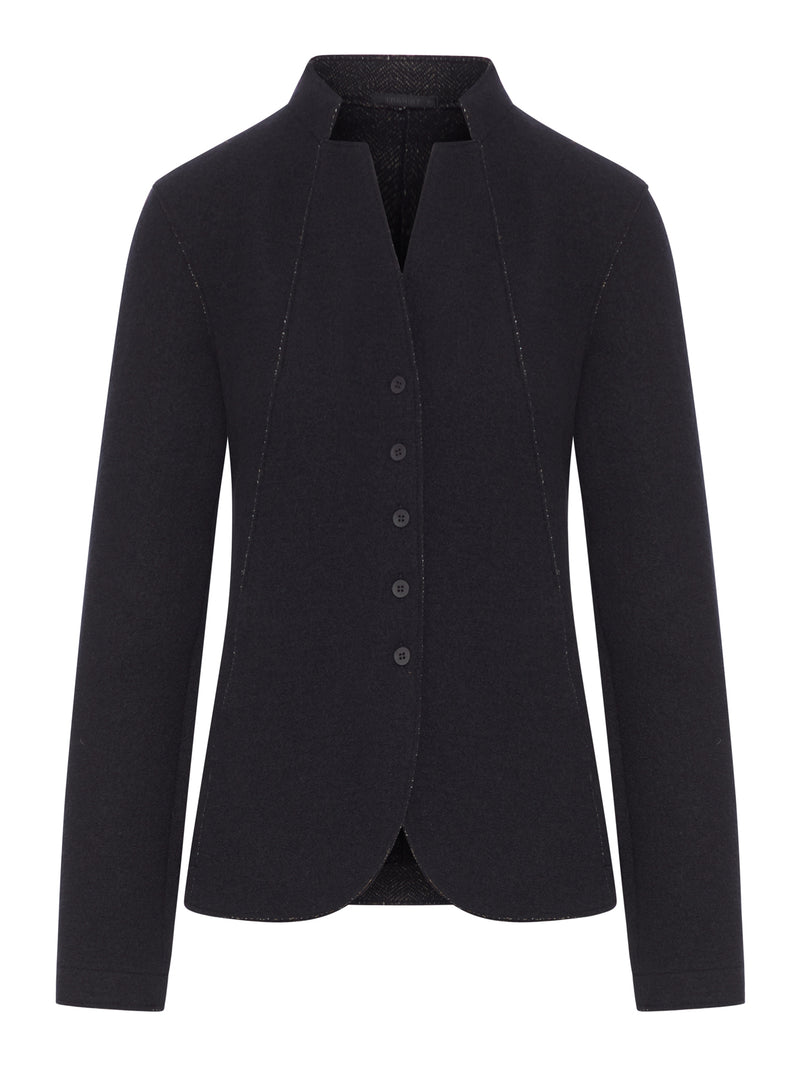 WOOL KNIT JACKET WITH A NECKLINE