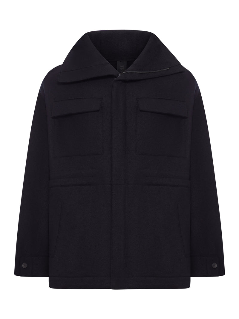LOOSE FIT ZIP-UP SAHARA JACKET IN VIRGIN WOOL CLOTH