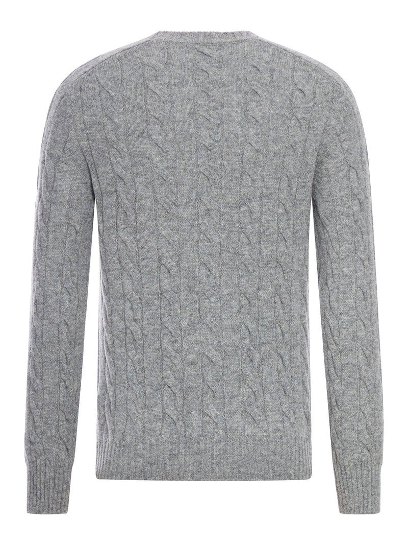 CABLE-KNIT WOOL CREW NECK