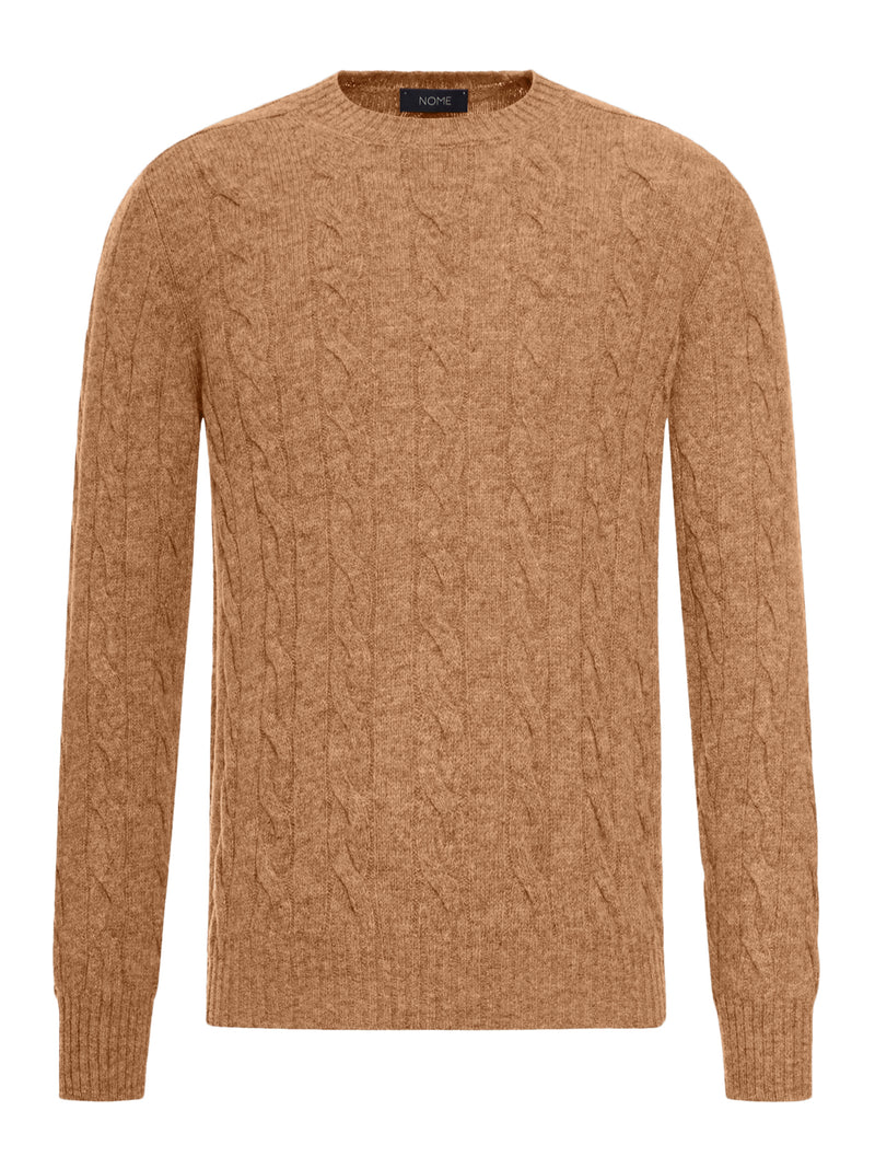 CABLE-KNIT WOOL CREW NECK