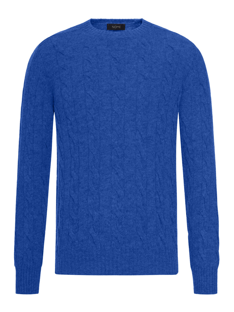 CABLE-KNIT WOOL CREW NECK