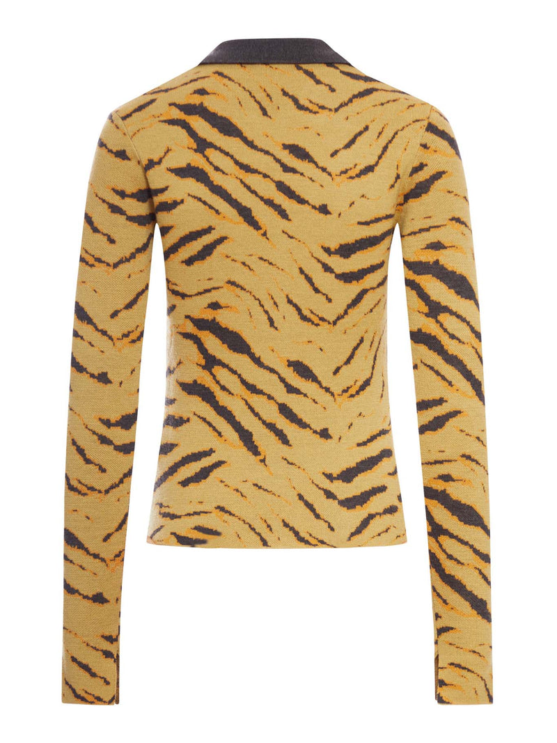 JACQUARD POLO SHIRT IN MERINO WOOL