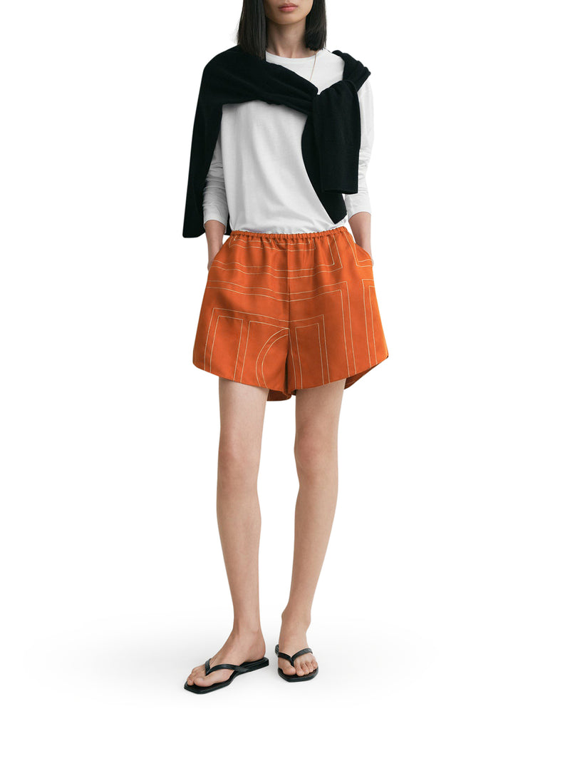 SILK SHORTS WITH MONOGRAM
