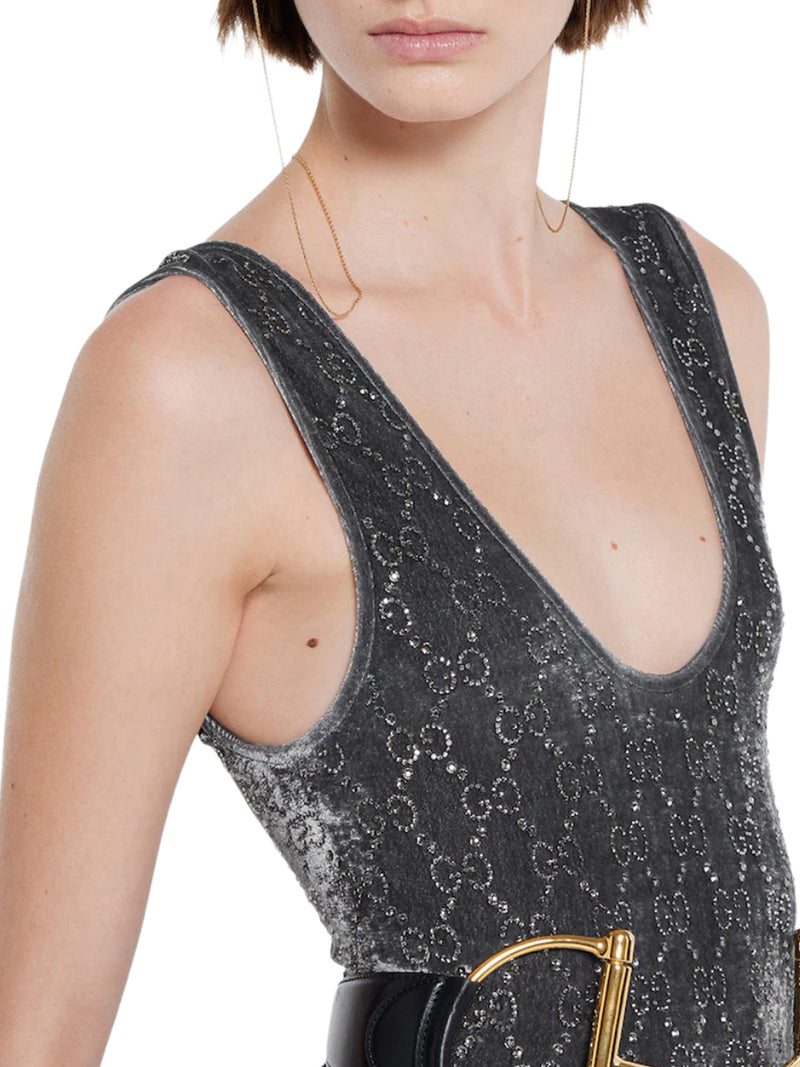 JUMPSUIT WITH GG CRYSTAL EMBROIDERY