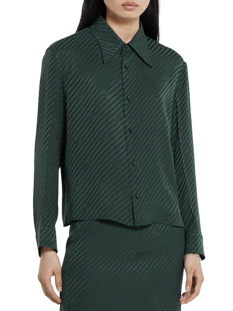 JACQUARD SILK SHIRT WITH GG CROSS