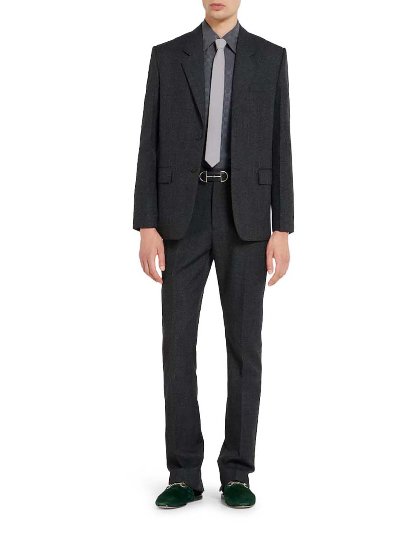 TROUSERS IN MOULINÉ WOOL FABRIC