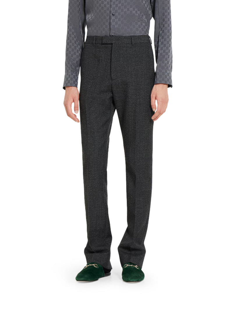 TROUSERS IN MOULINÉ WOOL FABRIC