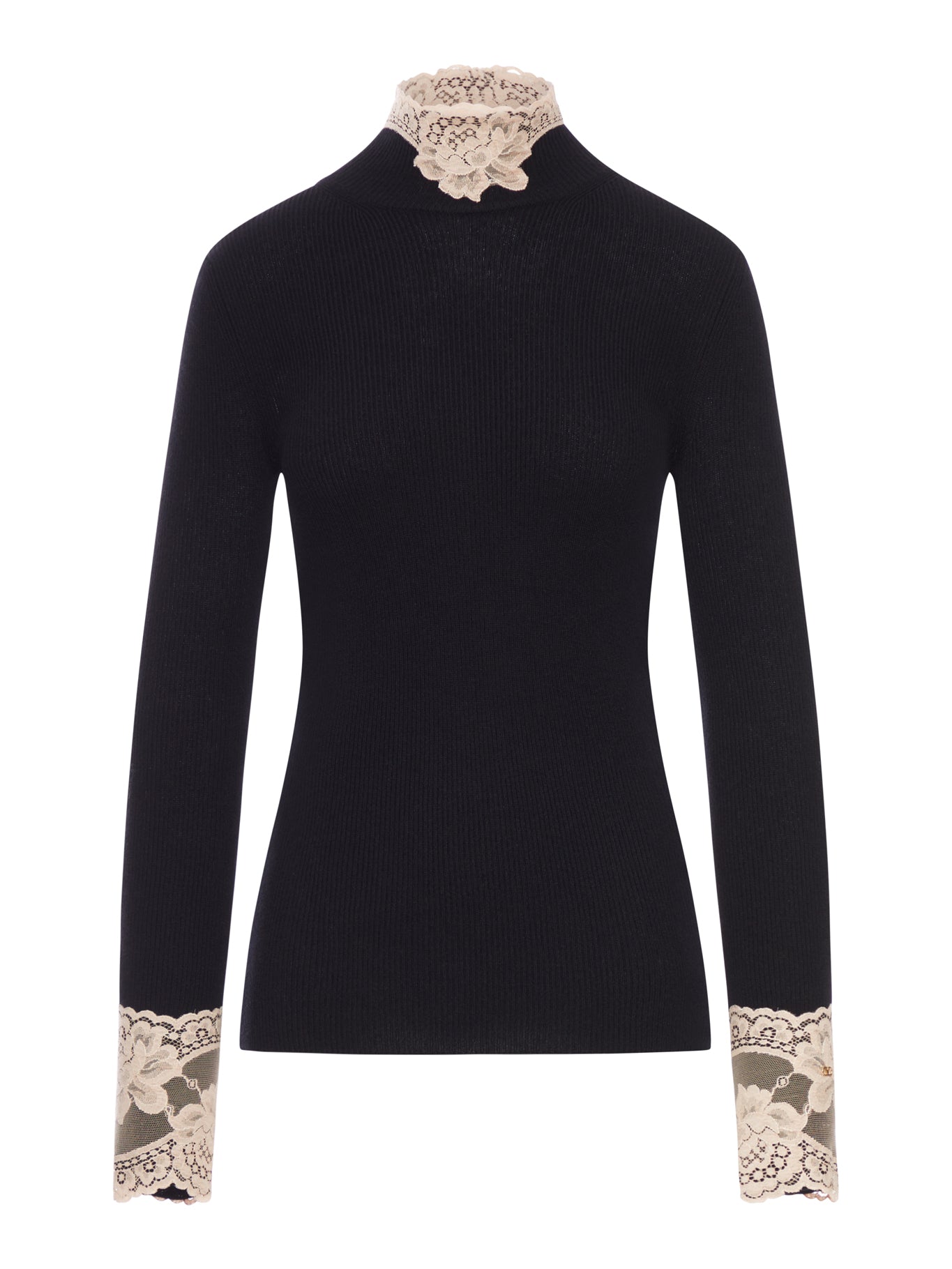 CASHMERE SWEATER WITH LACE INSERTS