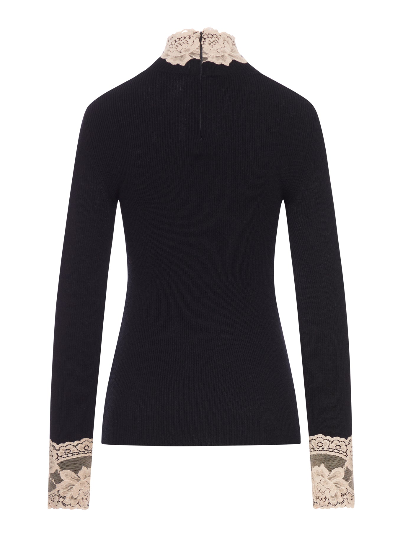 CASHMERE SWEATER WITH LACE INSERTS