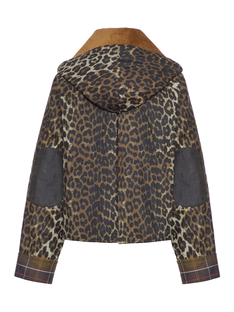 CROPPED JACKET WITH ALL-OVER LEOPARD PRINT