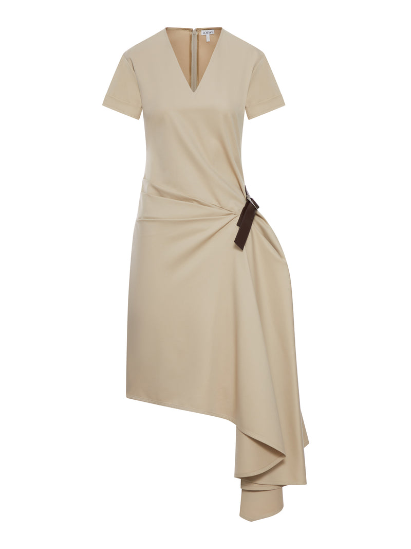 COTTON AND SILK DRESS WITH BELT