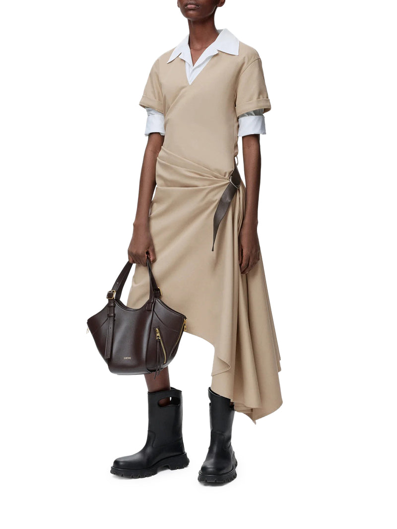 COTTON AND SILK DRESS WITH BELT