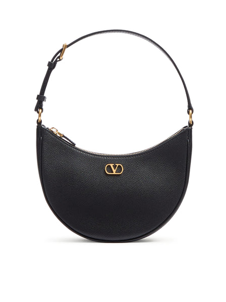 VLOGO SIGNATURE MINI HOBO BAG IN BLACK GARNET CALFSKIN