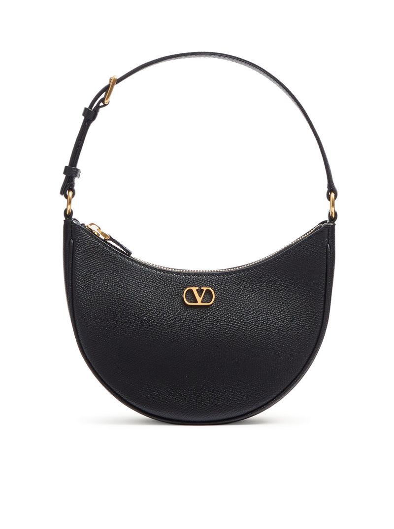 VLOGO SIGNATURE MINI HOBO BAG IN BLACK GARNET CALFSKIN
