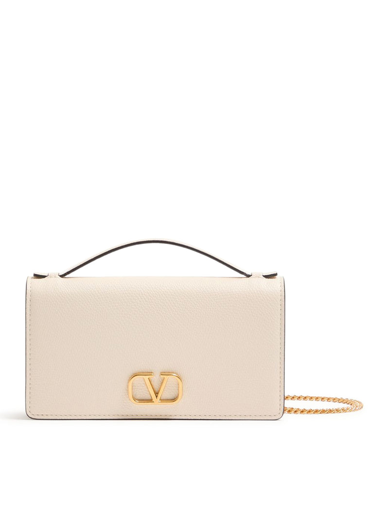 VLOGO SIGNATURE CHAIN WALLET IN GARNET CALFSKIN