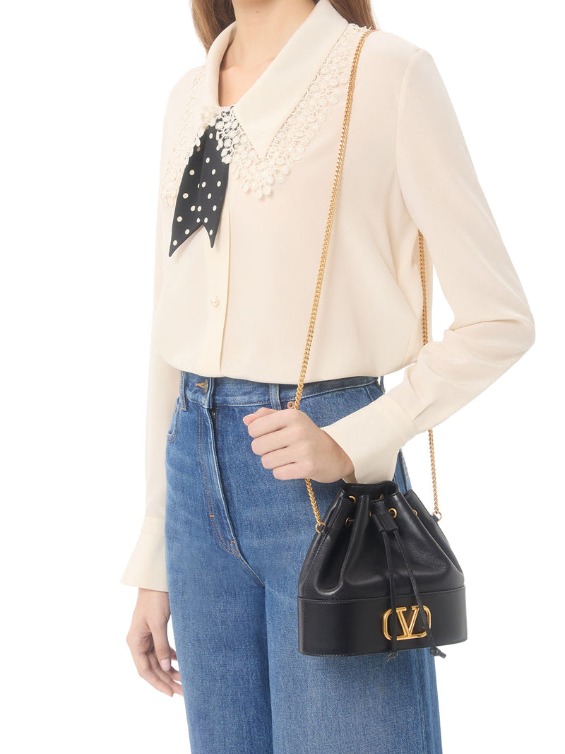 MINI BUCKET BAG WITH VLOGO SIGNATURE CHAIN IN NAPPA