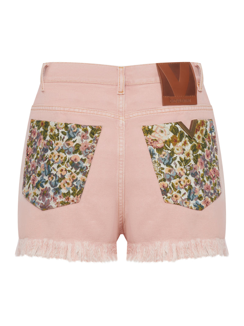 DENIM SHORTS WITH FRINGED HEM