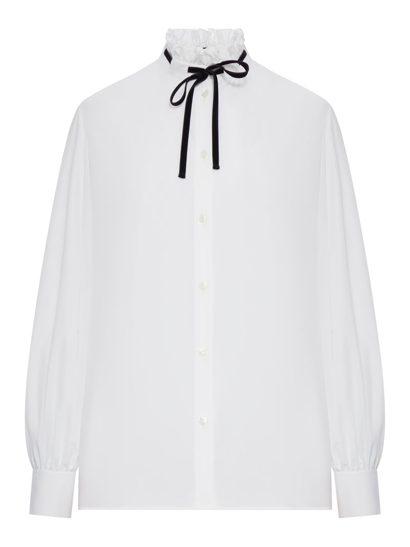 POPLIN SHIRT WITH RUFFLED COLLAR