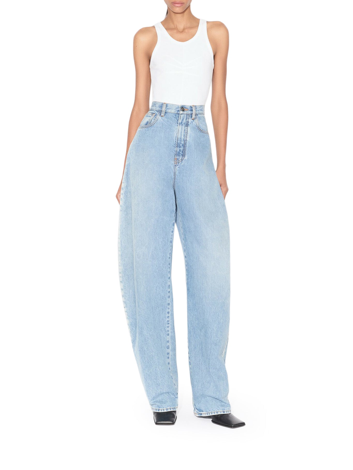 COTTON TANK TOP WITH PLEATS