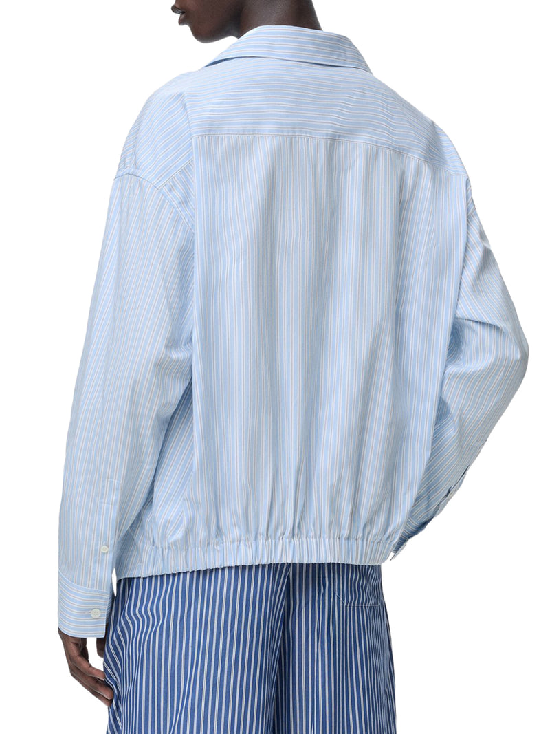 OVERSIZED STRIPED COTTON SHIRT WITH BOWLING COLLAR