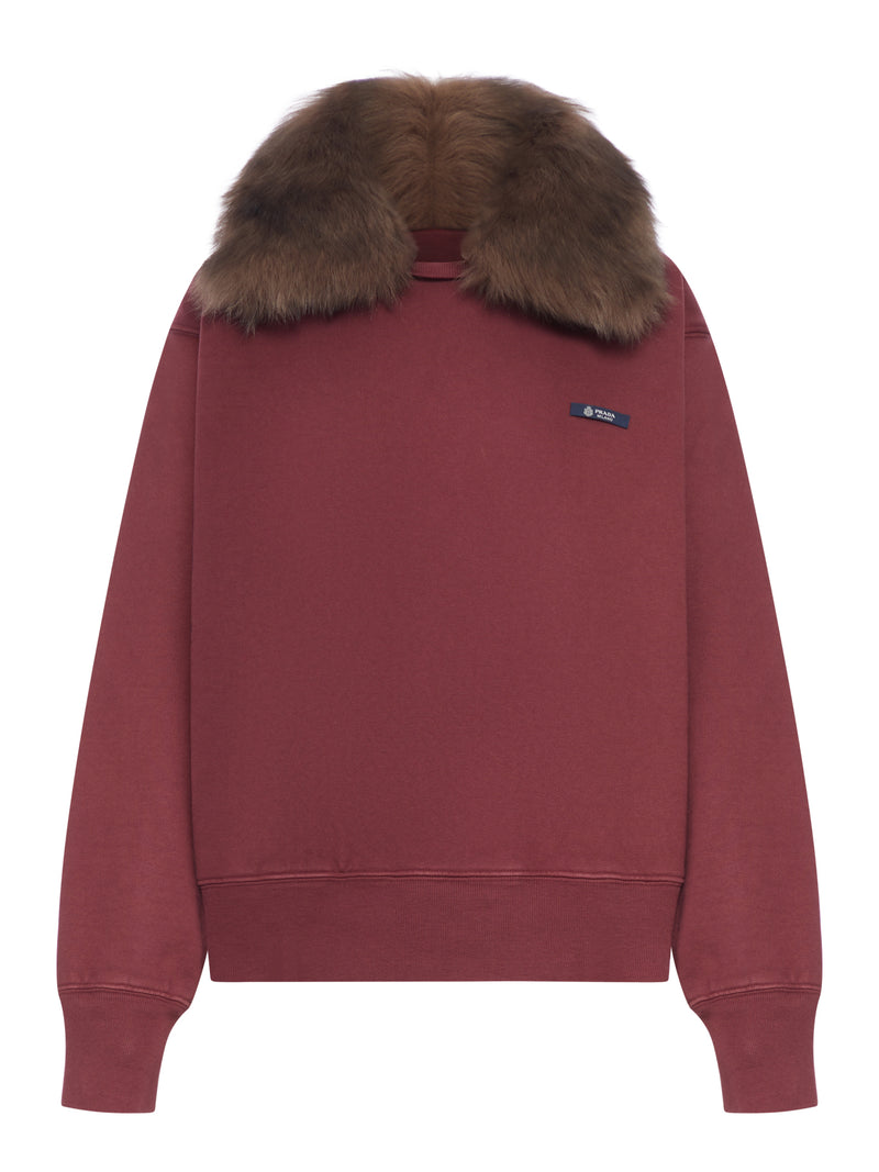 SWEATSHIRT WITH REMOVABLE FUR COLLAR