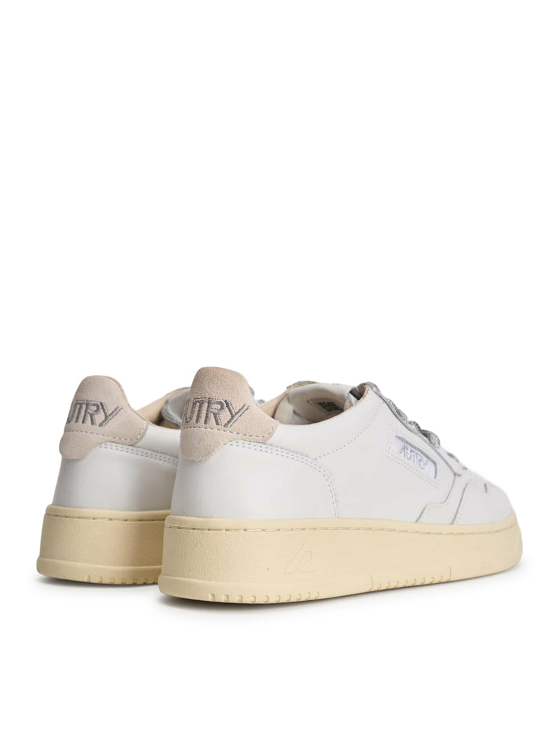 MEDALIST LOW SNEAKERS IN WHITE LEATHER WITH SILVER LUREX DETAILS