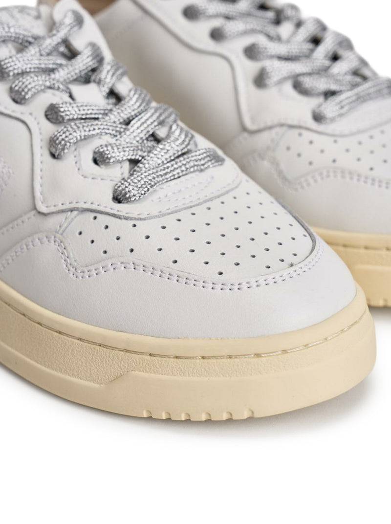 MEDALIST LOW SNEAKERS IN WHITE LEATHER WITH SILVER LUREX DETAILS