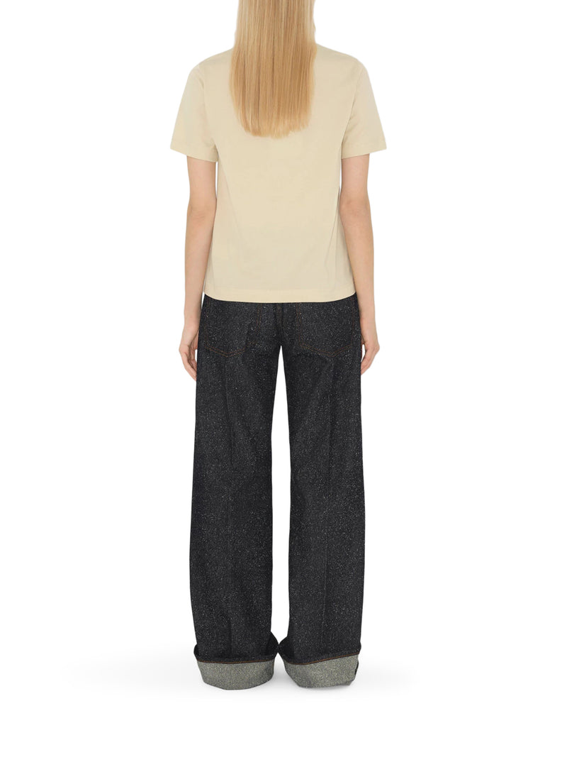 COTTON T-SHIRT WITH CHECK APPLIQUE