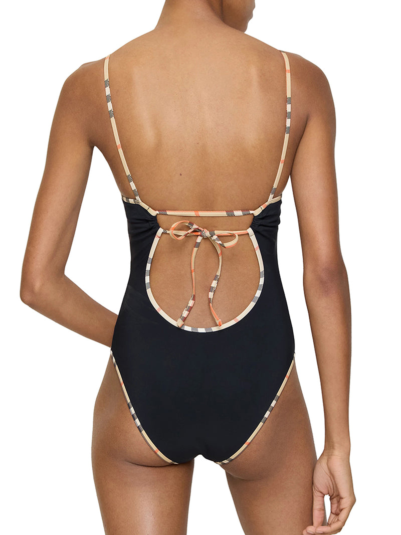 SWIMSUIT WITH CHECKED FINISHES