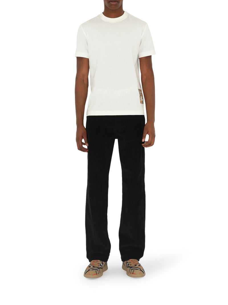 COTTON T-SHIRT WITH CHECK APPLIQUE