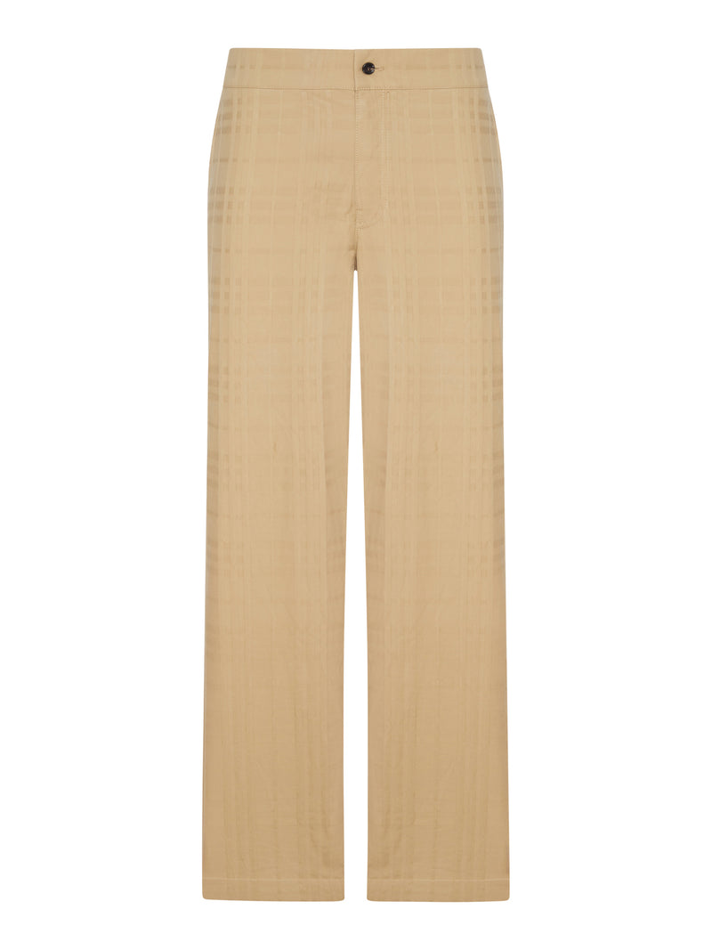 TEXTURED CHECK COTTON TROUSERS