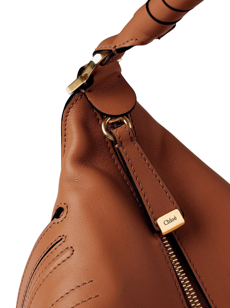SMALL MARCIE SHOULDER BAG IN CLAY BROWN SOFT LEATHER
