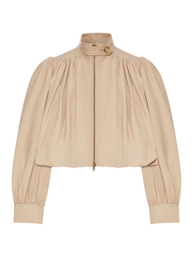 SHORT COTTON JACKET WITH GRIPPED SLEEVES