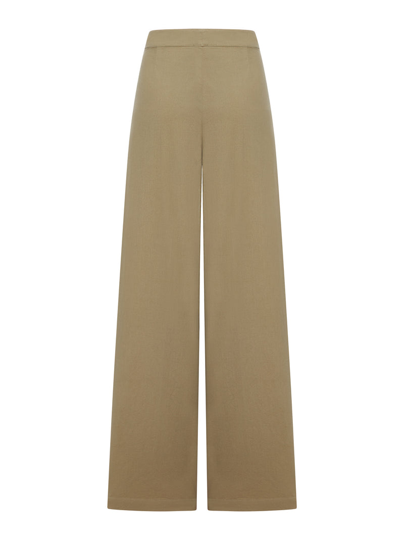 CEMENT-COLOURED TROUSERS WITH PLEATS AND SIDE BUTTONS
