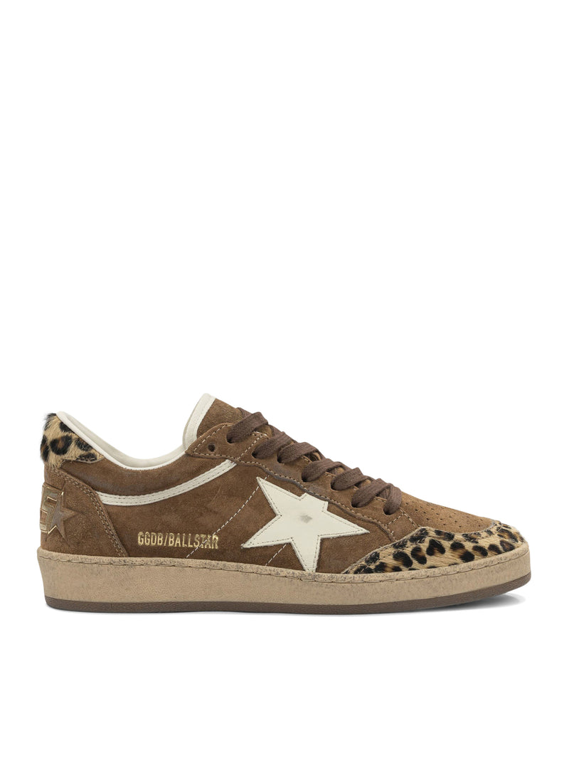 BALL-STAR SNEAKERS IN SUEDE WITH LEOPARD PONYSKIN INSERTS