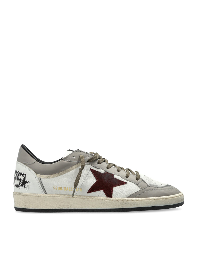 BALLSTAR SNEAKERS IN LEATHER WITH CONTRASTING STAR AND DISTRESSED FINISH