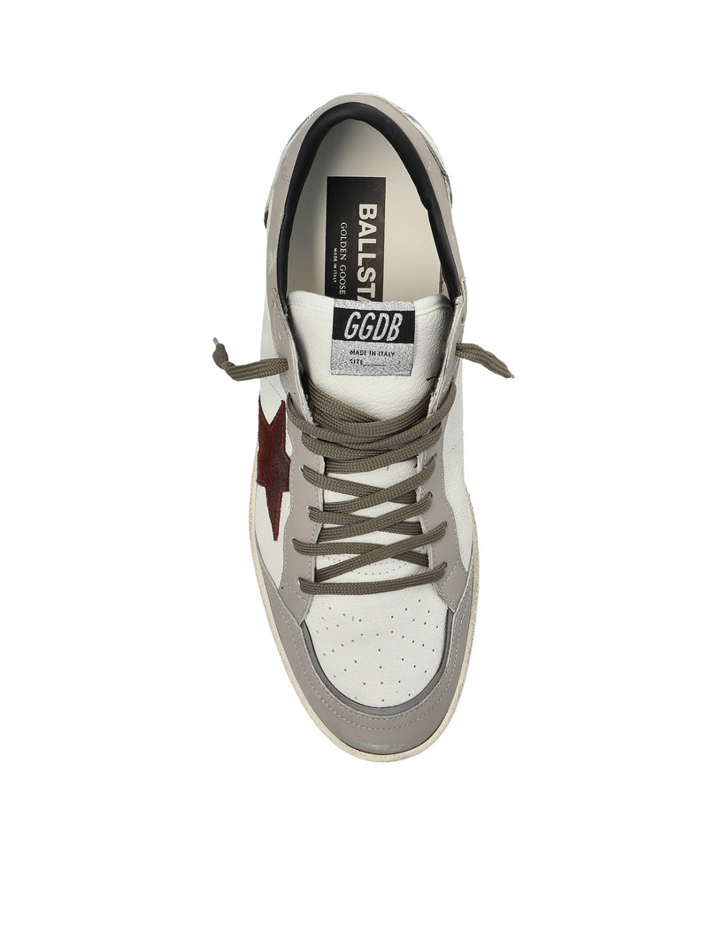 BALLSTAR SNEAKERS IN LEATHER WITH CONTRASTING STAR AND DISTRESSED FINISH