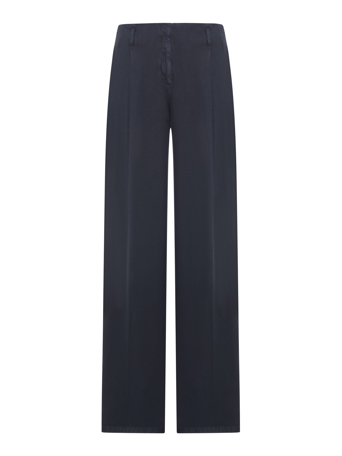 BLACK COTTON DENIM TROUSERS WITH LIVED-IN TREATMENT